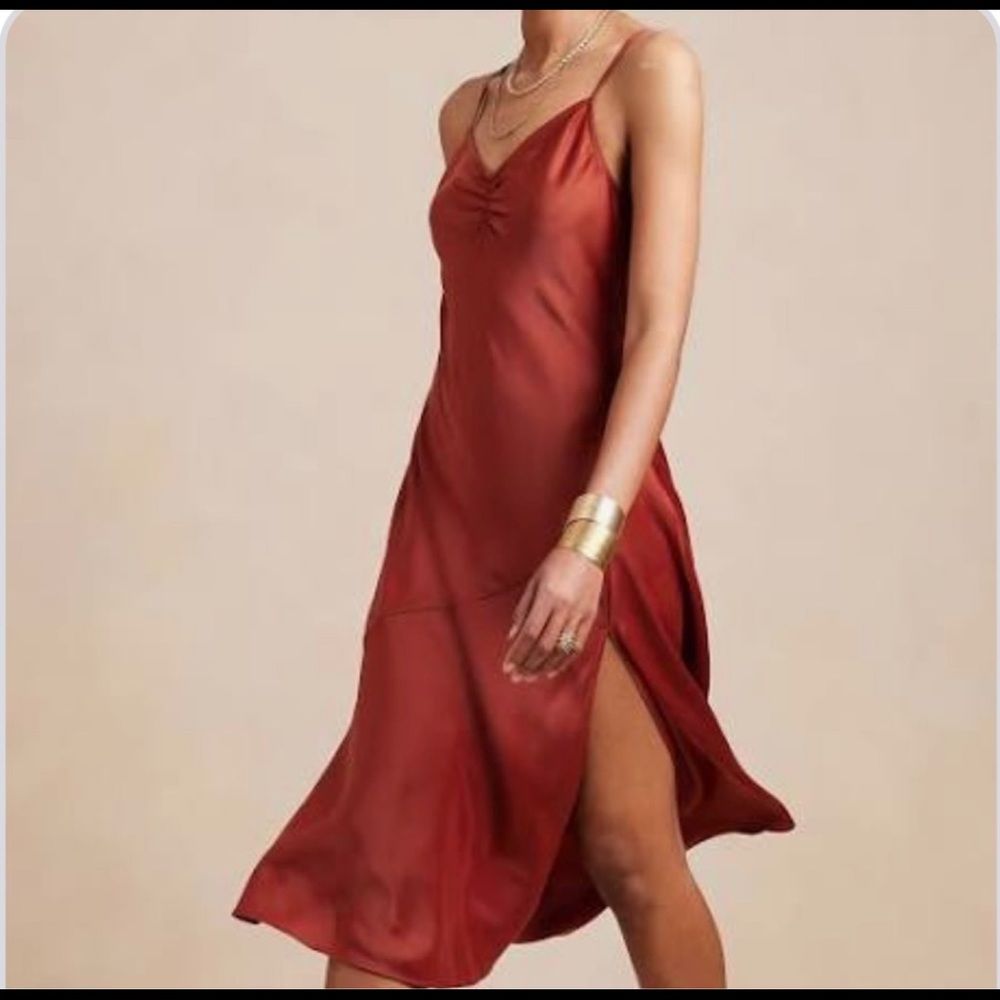 Banana Republic Midi Ruched Neck Dress NWT